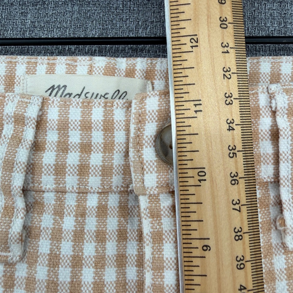 Madewell Slim Emmett Wide-Leg Crop Pants 26 Tan White Gingham Check Cottagecore - Picture 11 of 11
